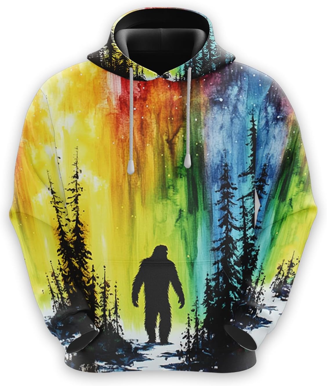 Mystery Sasquatch Hoodie For Men, 3D Bigfoot Graphic Hoodies Pullover Hooded Mens Fleece Hoodie Sweatshirt Pockets