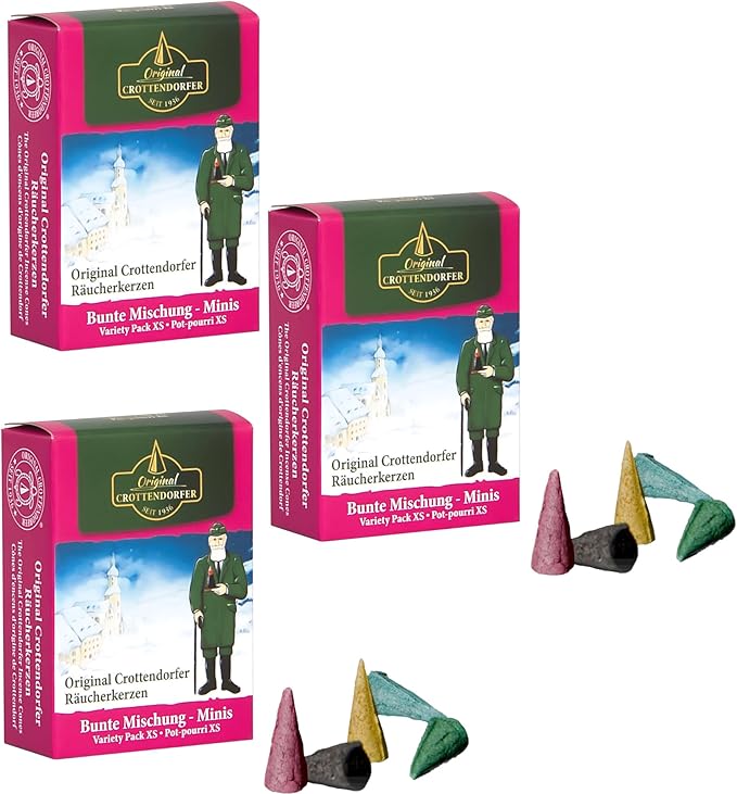 Crottendorfer Original Räucherkerzen 24 Stück (3x Bunte Mischung Mini`s)