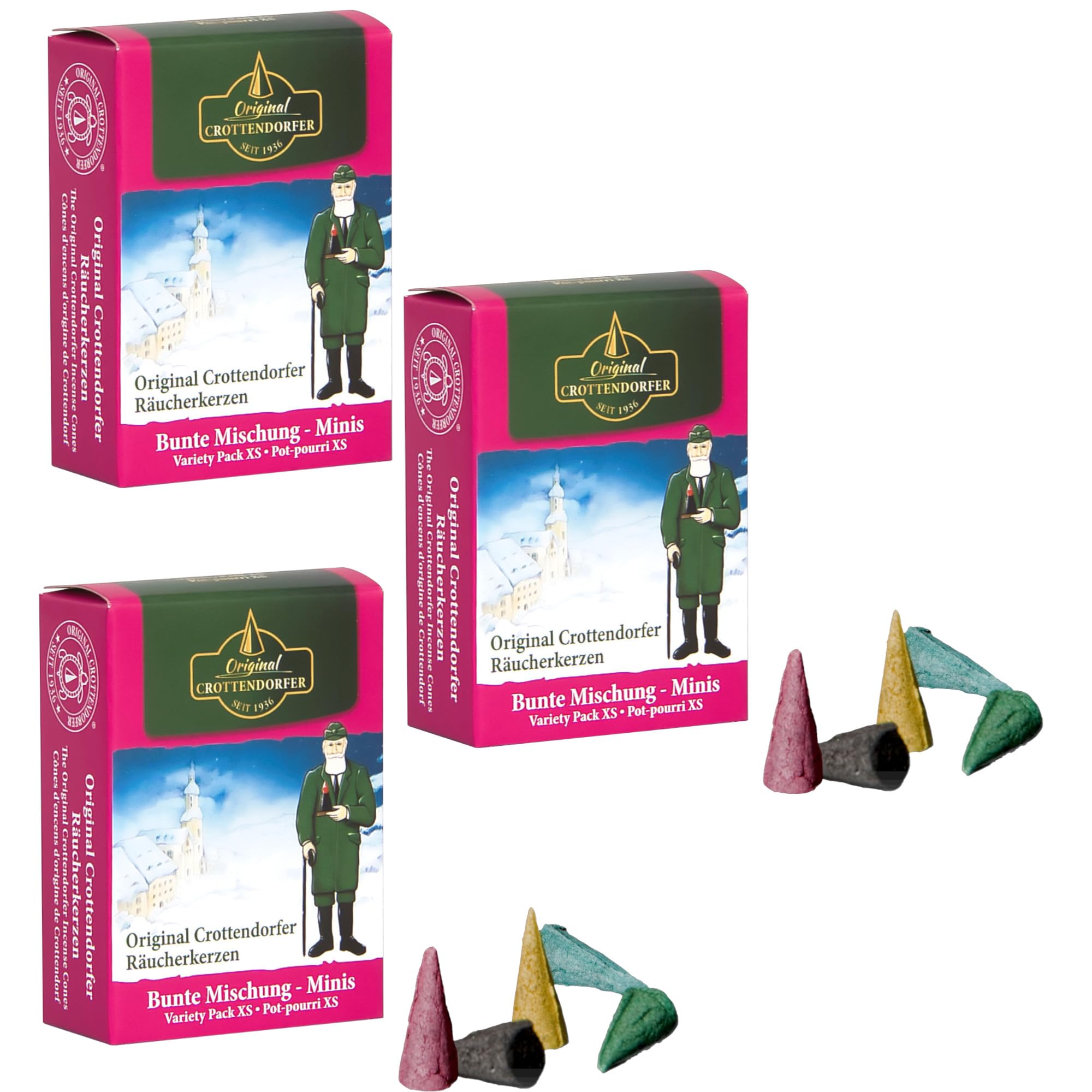 Crottendorfer Original Incense Cones Pack of 24 (3x Colourful Mix Mini's)