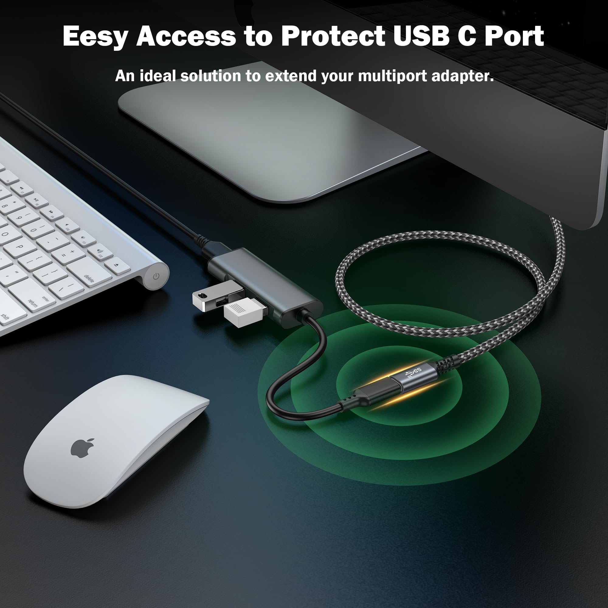 Cavo Prolunga USB C 3.2: 20Gbps, 240W, Video 5K - 0,2m Tipo Maschio-Femmina Per IPhone 15/16, MacBook, IPad Pro - 2