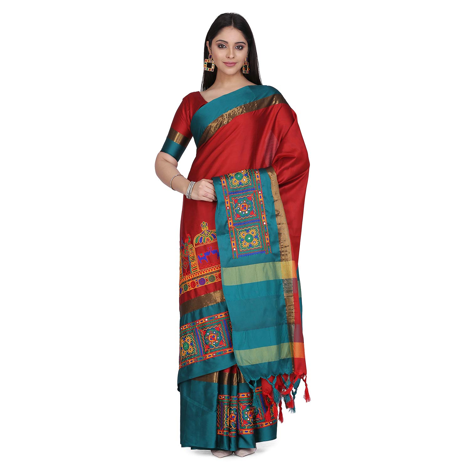 arriva fab Women's Woven Jute Cotton Saree With Blouse Piece
