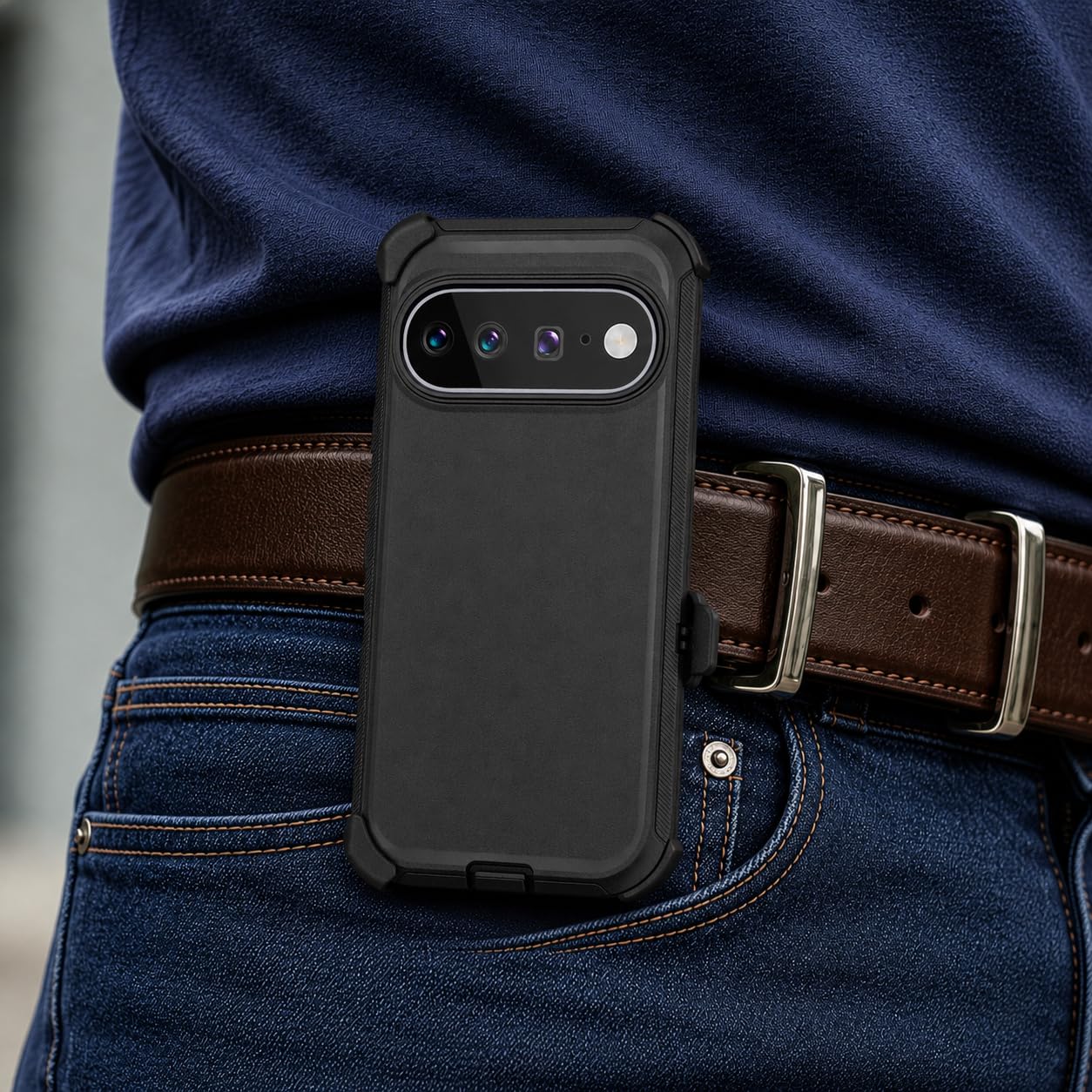 Encased Custodia magnetica per Google Pixel 11 Pro XL con clip da cintura | Protezione a doppio strato • Pellicola protettiva in vetro temperato • Compatibile con PixelSnap • Nero