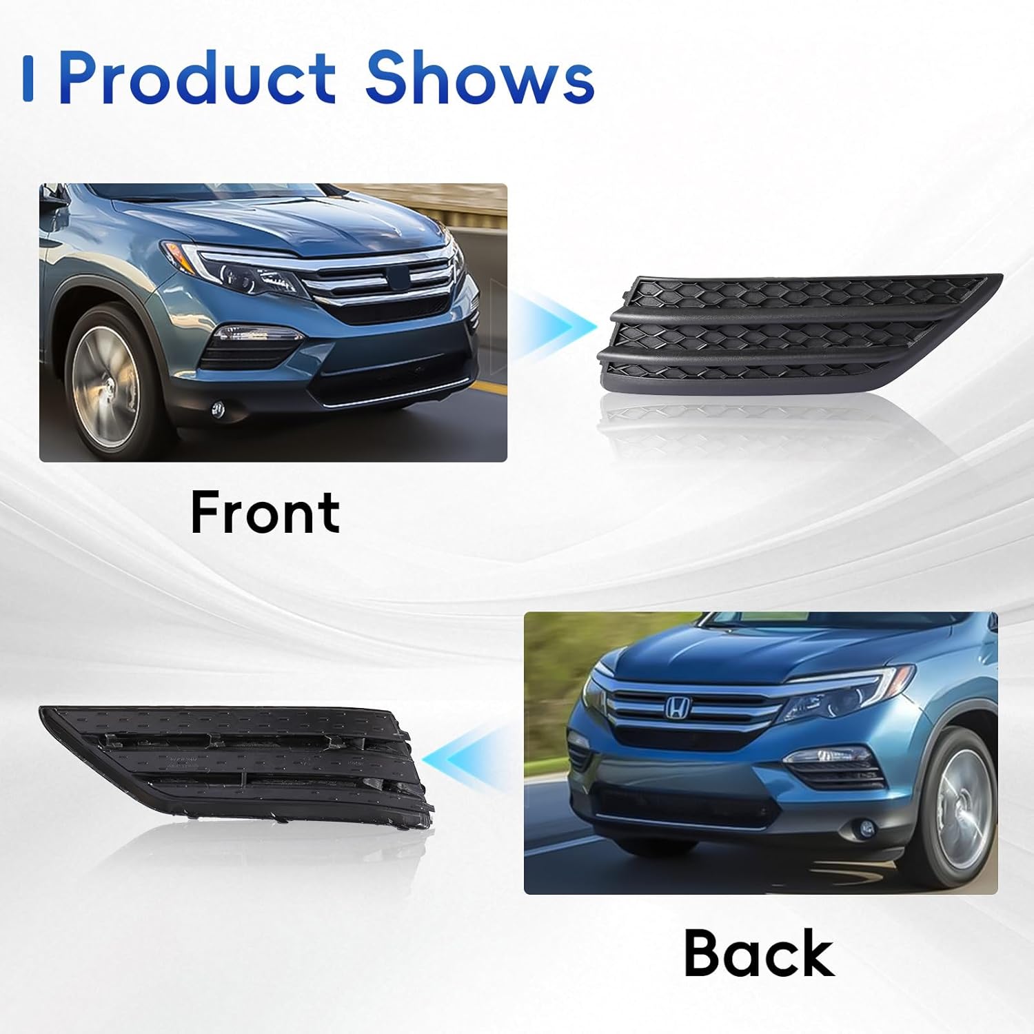 Fog Light Cover Compatible with 2016 2017 2018 Honda Pilot Replacement for 71102TG7A00 HO1039130 Passenger Side