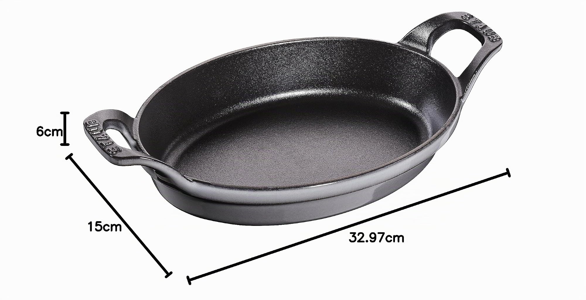 STAUB Plat Empilable en Fonte, Ovale, 21 cm, 0,70 L, Gris Graphite
