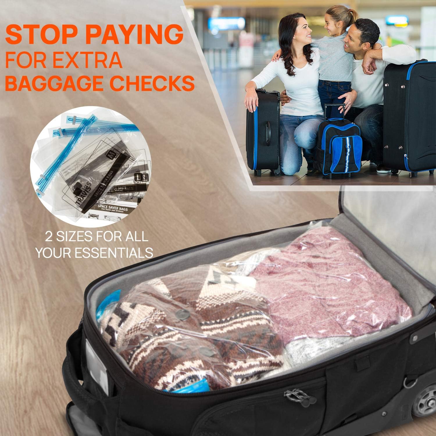 Compression Bags for Travel No Vacuum - Reusable Large Sealed Space & Storage Saver Compression Packing, 2 Pack : Home & Kitchen