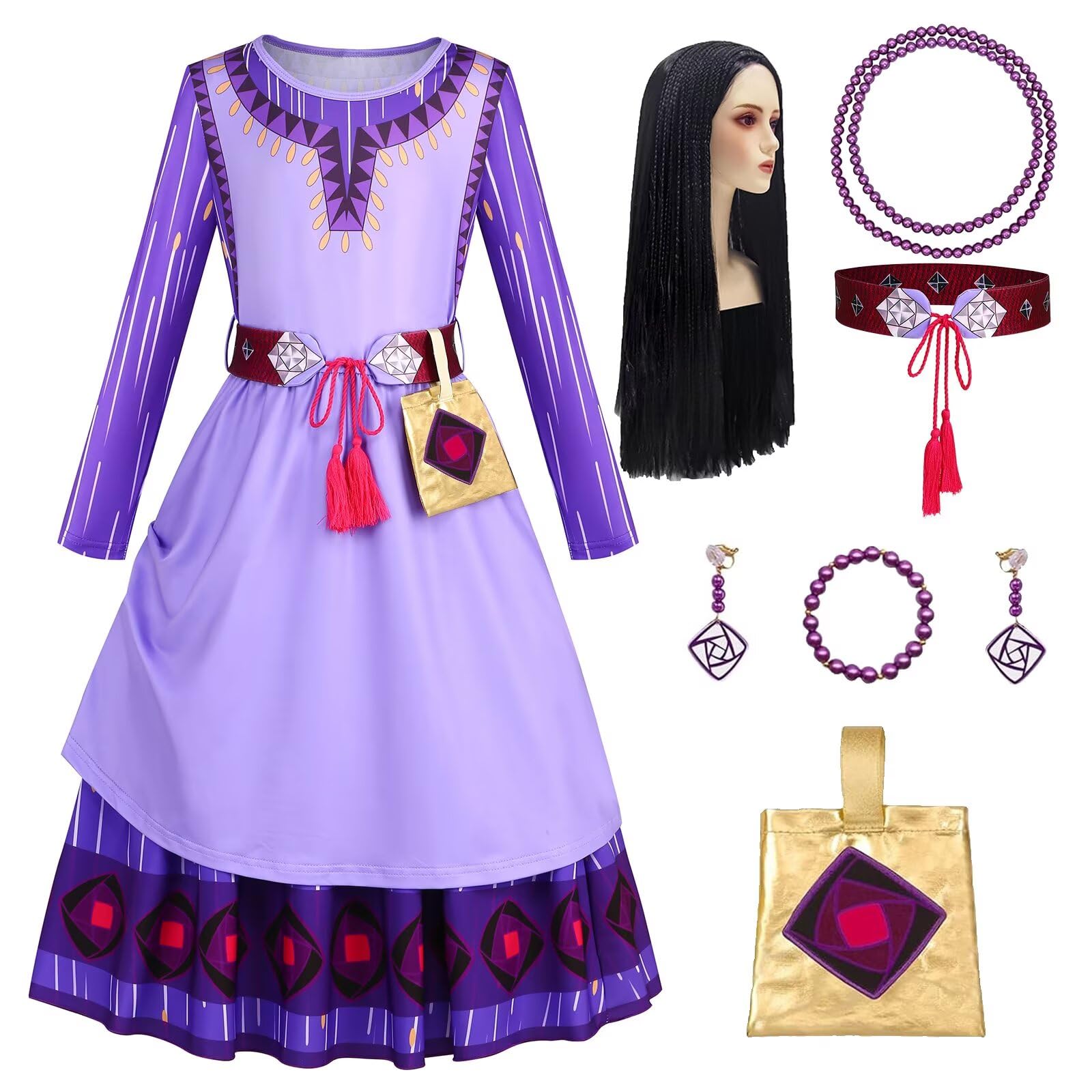 PIXUYE Princess Costumes for Girls Purple Princess Fancy Dress for Kids Birthday Carnival Halloween Christmas Parties Cosplay Word Books Days Oufits,T01-140