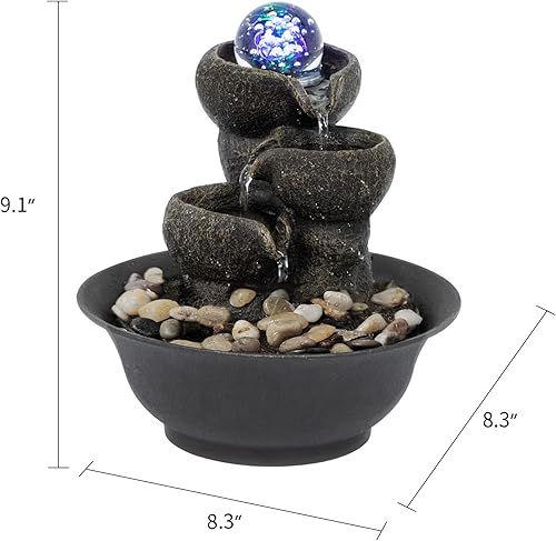 Vista 12 de Ferrisland Tabletop Water Fountain, Zen Meditation Indoor Waterfall Fountain, Heart Shape Decoration with LED Light for Home Office Bedroom