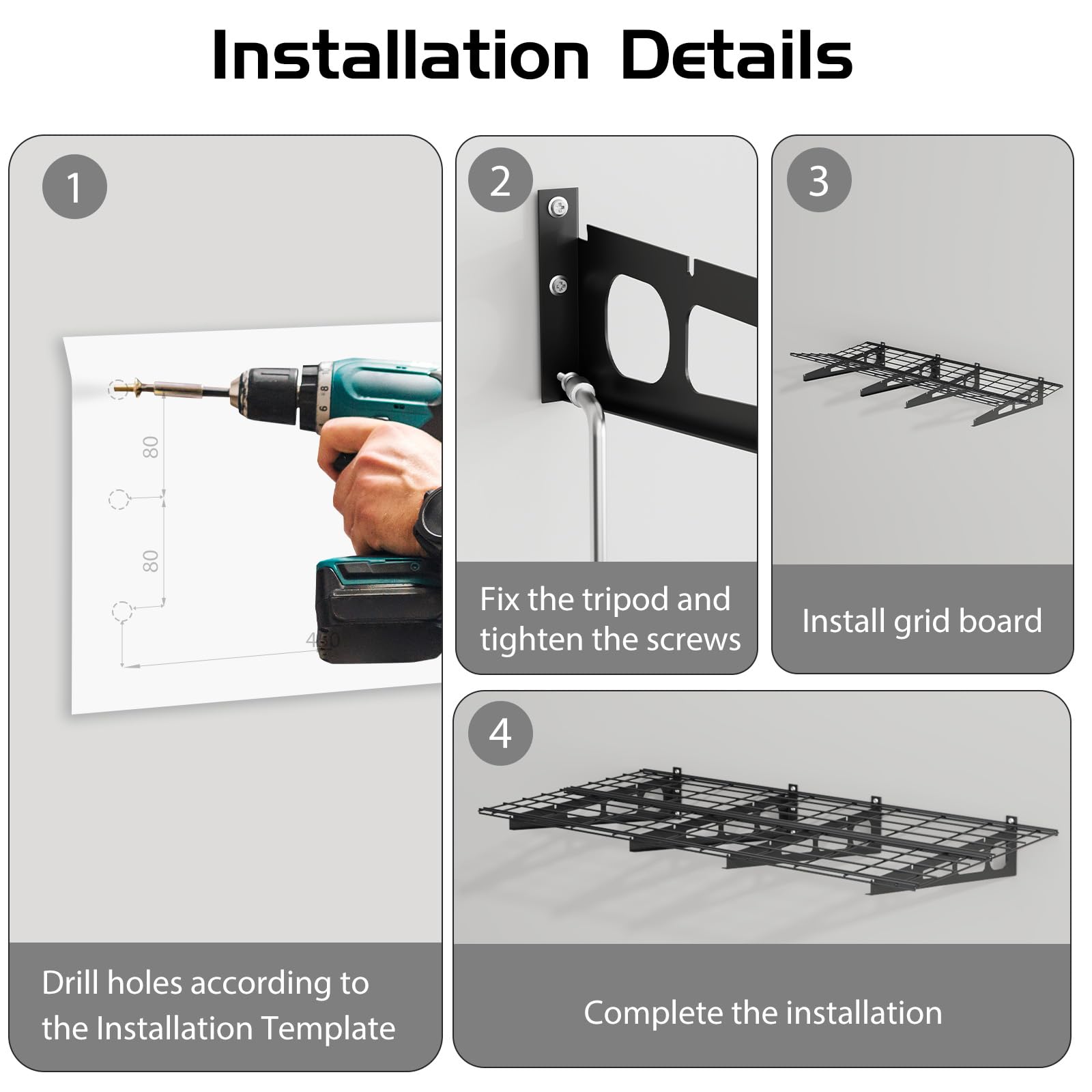 Set 2 Mensole Porta Attrezzi Da Parete Per Garage – Scaffali Industriali in Metallo, Portata 800kg – Ideale Per Officina, Magazzino, Cantina – Organizzazione Spazi, 2x4/2x6 ft