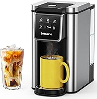 Single Serve Coffee Maker for K-Cup Pod and Grounds, Hot and Iced Coffee Maker, Strong Button Feature, 6 to 14oz Brew Sizes, 50oz Removable Tank, Up to 6.5 Inch Cup, Stainless Steel, Black