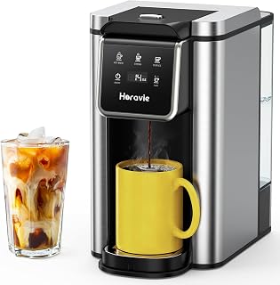 Single Serve Coffee Maker for K-Cup Pod and Grounds, Hot and Iced Coffee Maker, Strong Button Feature, 6 to 14oz Brew Sizes, 50oz Removable Tank, Up to 6.5 Inch Cup, Stainless Steel, Black