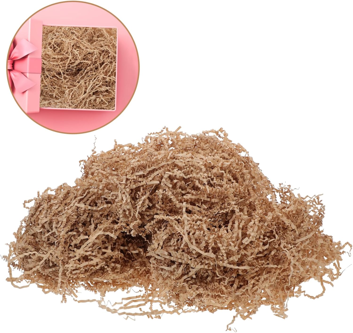 COLLBATH 1kg Crinkle Cut Raffia Paper Shreds for Gift Wrapping Basket Filling and Decoration Natural Packing Filler for All Occasions Christmas Birthdays Weddings and More