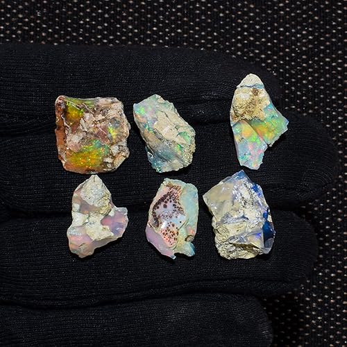 Miniatura 4 de InfinityGemsArt Rainbow Opal Rough Stone 50 carats, Natural Raw Crystals Gemstone, Ethiopian Rock, DIY Jewelry Making Supply, October Birthstone