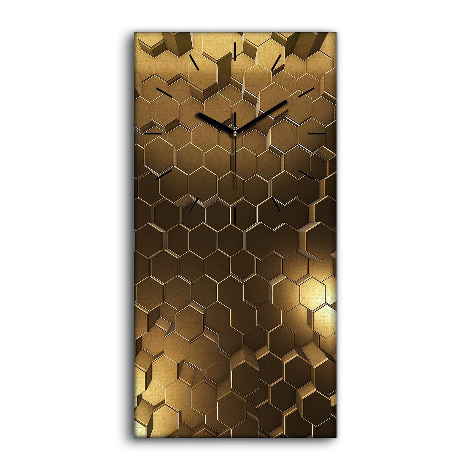 Horloge sur Toile Hexagones Abstraites 30x60cm pour Salon et Chambre Moderne