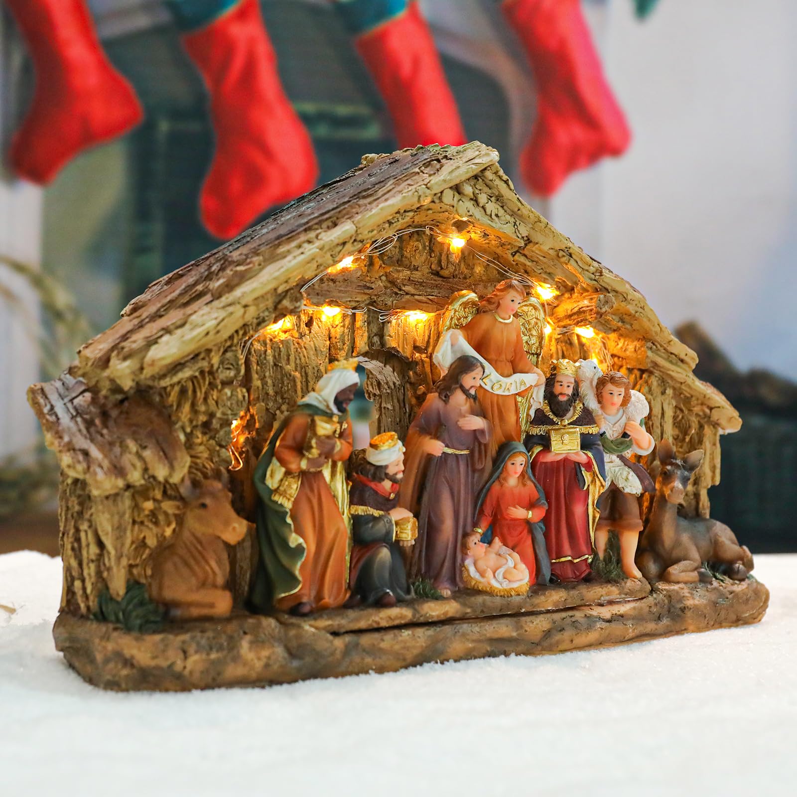 Snapklik.com : Nativity Sets 7 Inch Christmas Village Nativity Scene