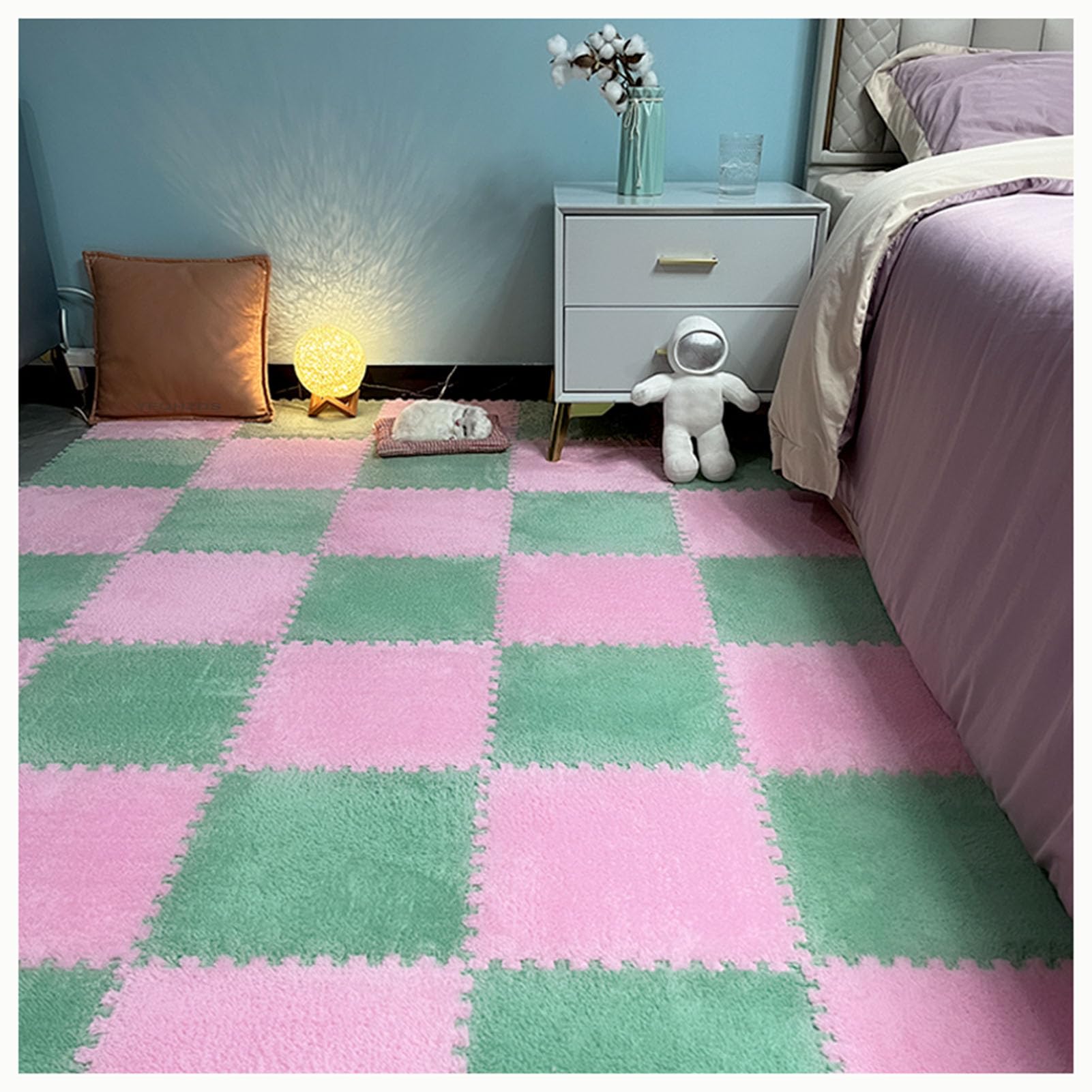 Mata piankowa do zabawy, Mata podłogowa z pianki wzorem układanki 12x12 cali, wielokolorowa, opakowanie 16/20 szt(Pink+light Green,16 Pcs)