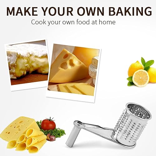 Miniatura 3 de Ralladores de queso,Rallador de queso rotativo,Rallador de queso giratorio de acero inoxidable,Rallador de queso giratorio de mano,Rallador de caja