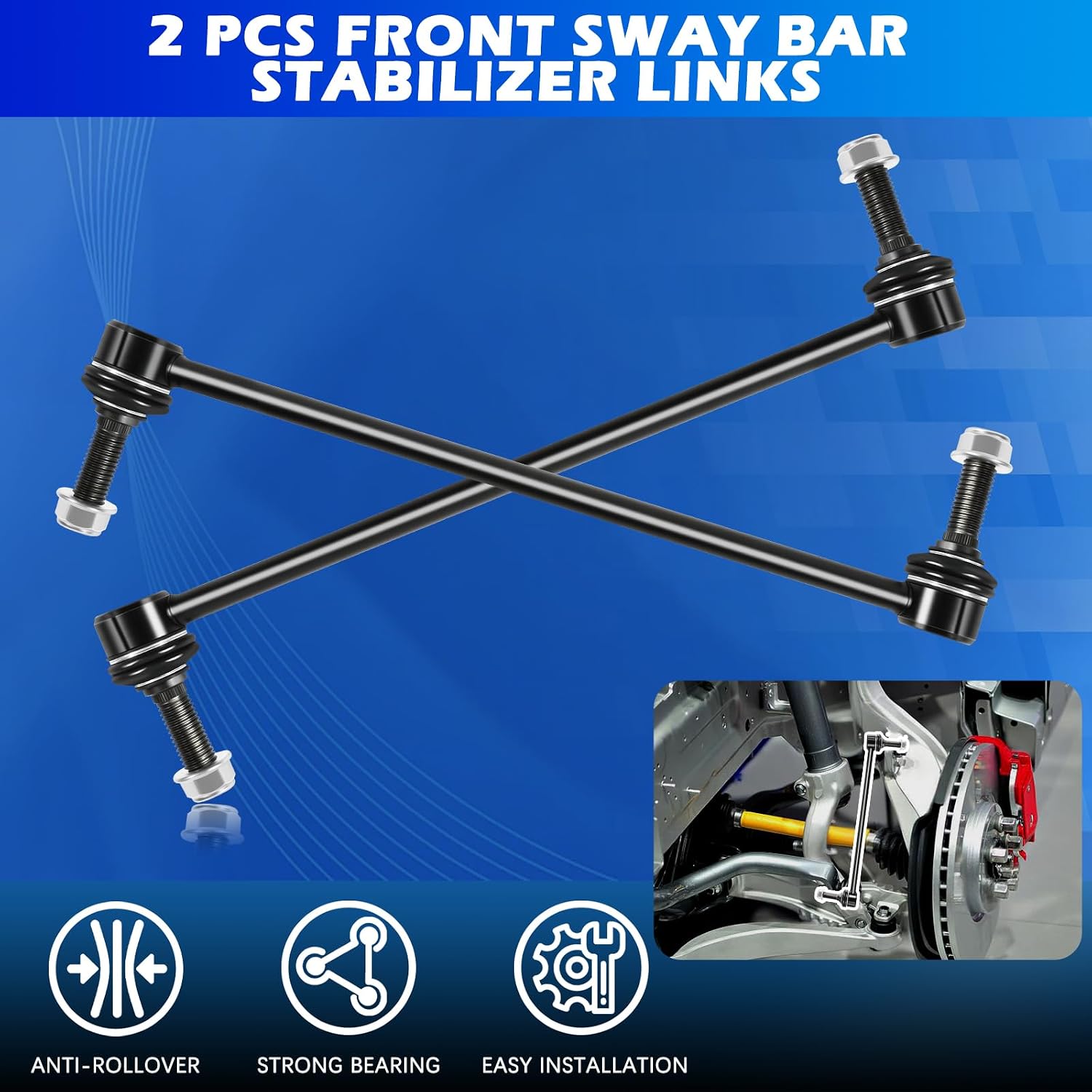 2Pcs Front Sway Bar Links Compatible with 2011-2018 Ford Explorer (Incl. 2013-2018 Police Utility) - Replaces K750616 K750617