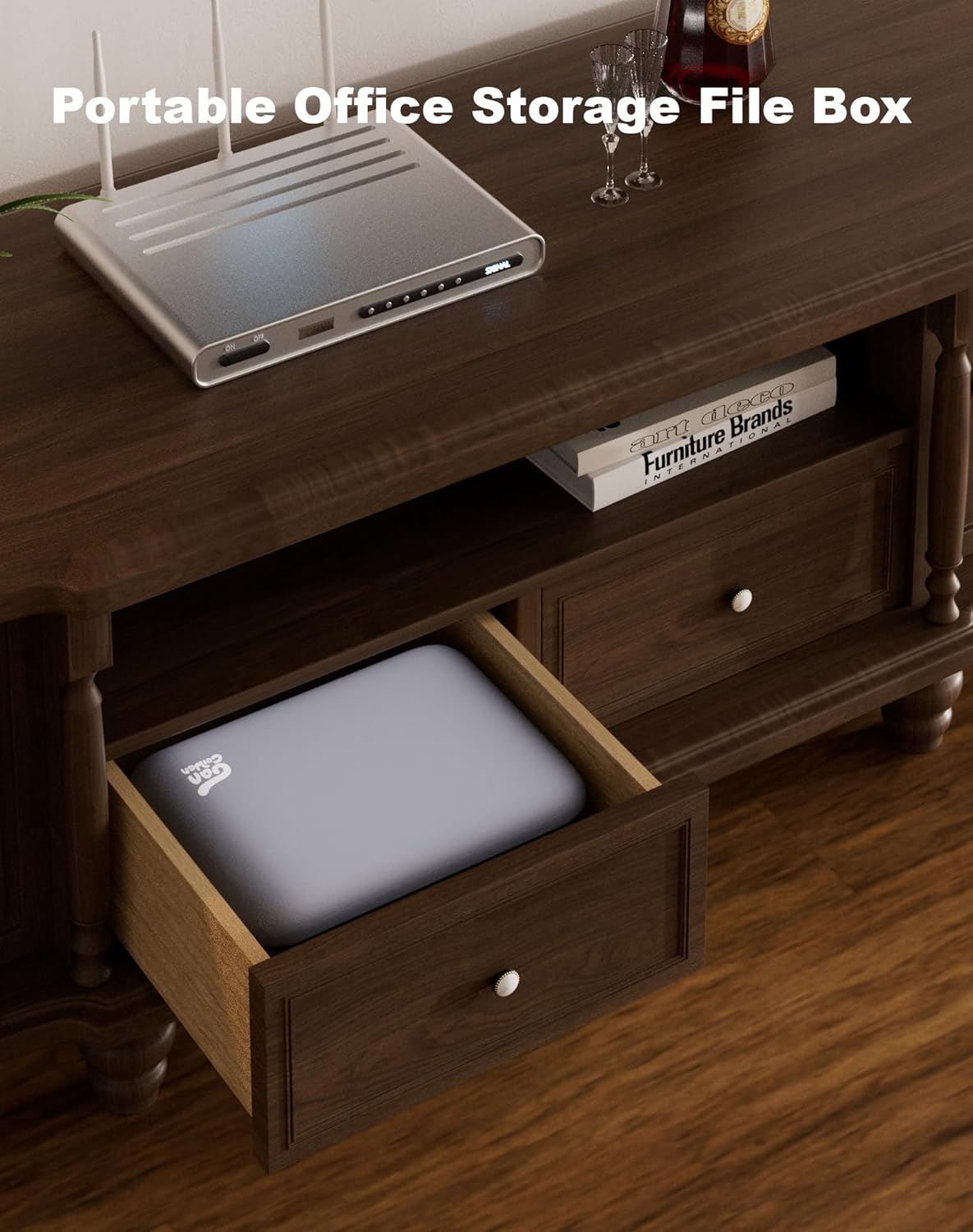 Fireproof Document Box 8 Layer File Organizer Box with Lock. Important Document with File Folder, Laptop, Portable Travel Safe