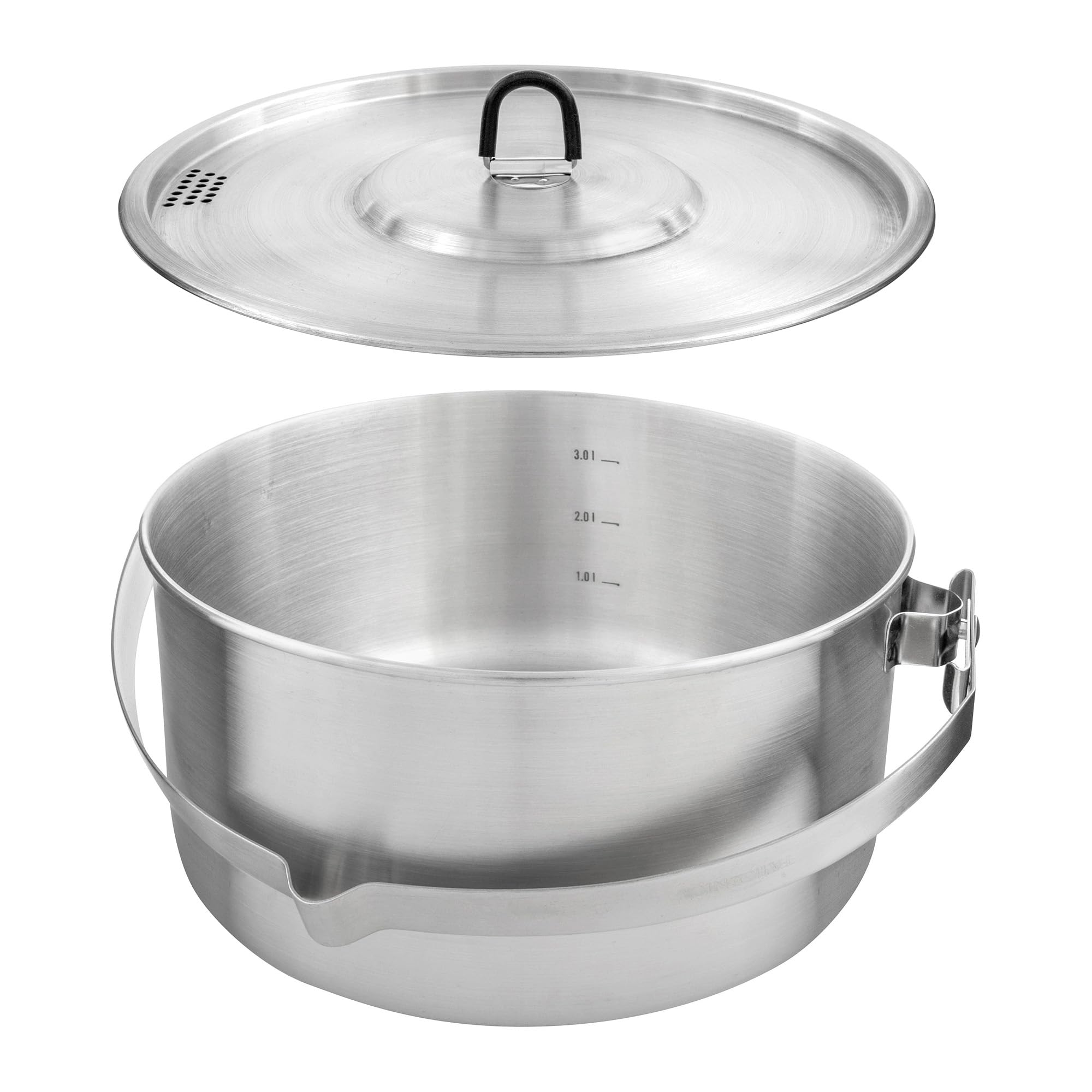 Tatonka Kettle II (2.5/4 L) - Outdoor-Kochtopf aus Edelstahl mit Volumenskalierung und inklusive Deckel mit Siebfunktion - 2,5/4 Liter Volumen