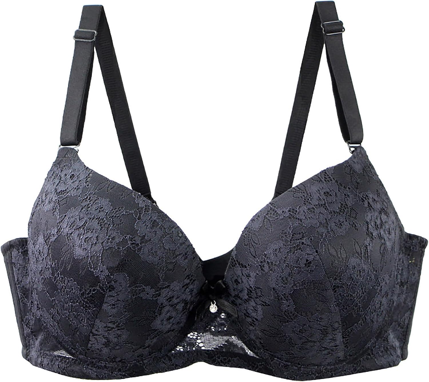 Padded Push Up Bras for Women V Neck T-Shirt Lace Brassiere with Underwire Support Uplift Bra Add Cup Size