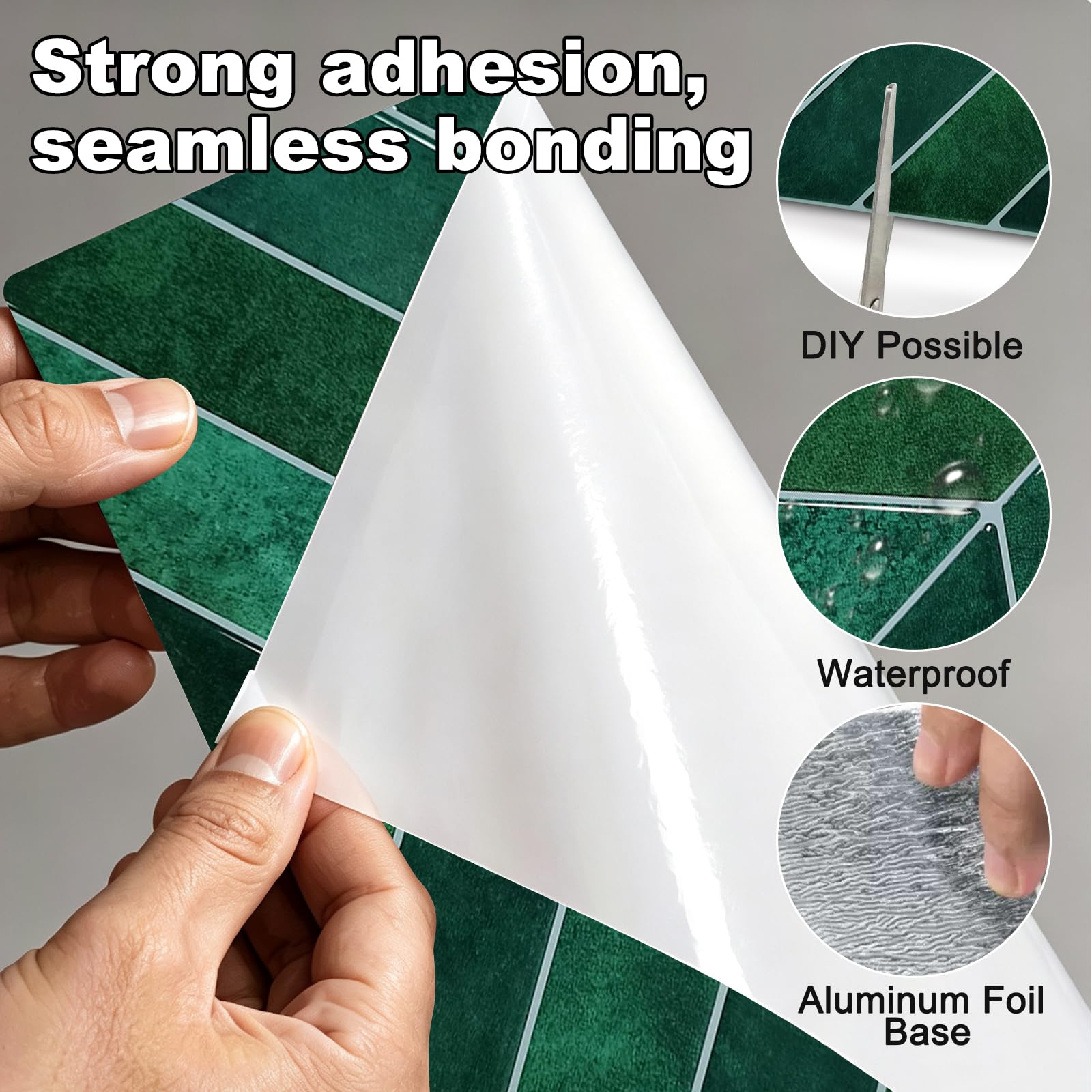 10 piastrelle adesive 3D in vinile, autoadesive, per cucina, impermeabili, paraspruzzi, piastrelle autoadesive per bagno e cucina, colore verde avocado