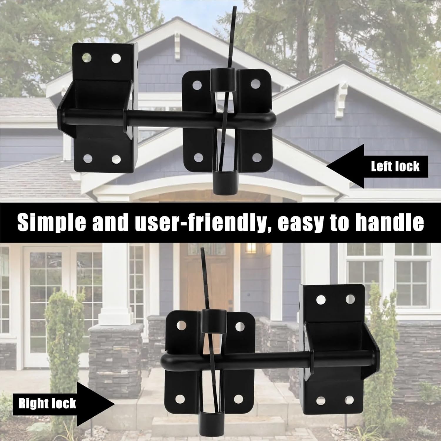 Gate Latch Cable Pull Automatic Self-Locking Gate Latch; Lever Latch with Cable Pull Handle; for Wooden Fence, Metal for Wooden Fence