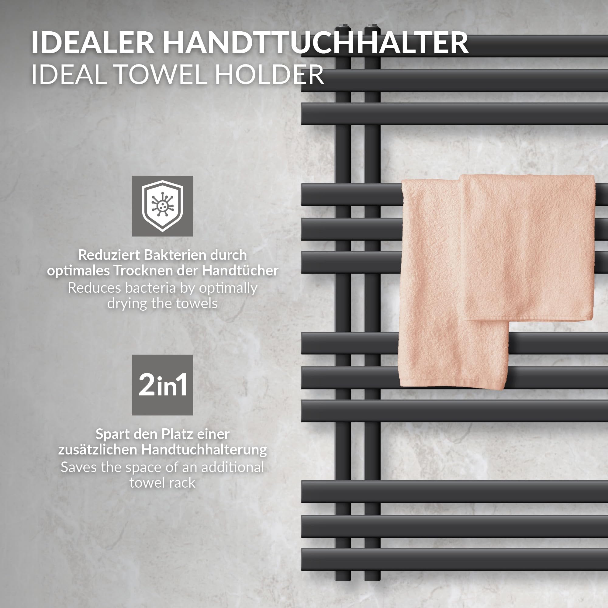 LuxeBath Radiateur Salle de Bain Iron EM 600x1000 mm Anthracite Design Panneau Raccordement Latéral en Bas Sèche-Serviettes Vertical Appareil de Chauffage Eau Chaude Mural Émetteur de Chaleur en Acier