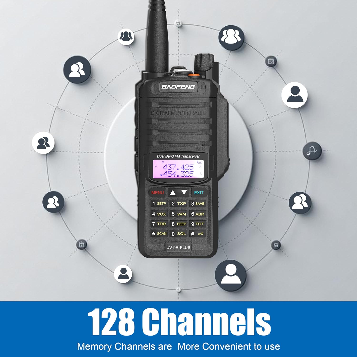 BAOFENG UV-9R Plus Radio IP67 Waterproof Walkie Talkie 8W High Power Long Range Portable Radio with 5800mAh USB-C Charging Battery