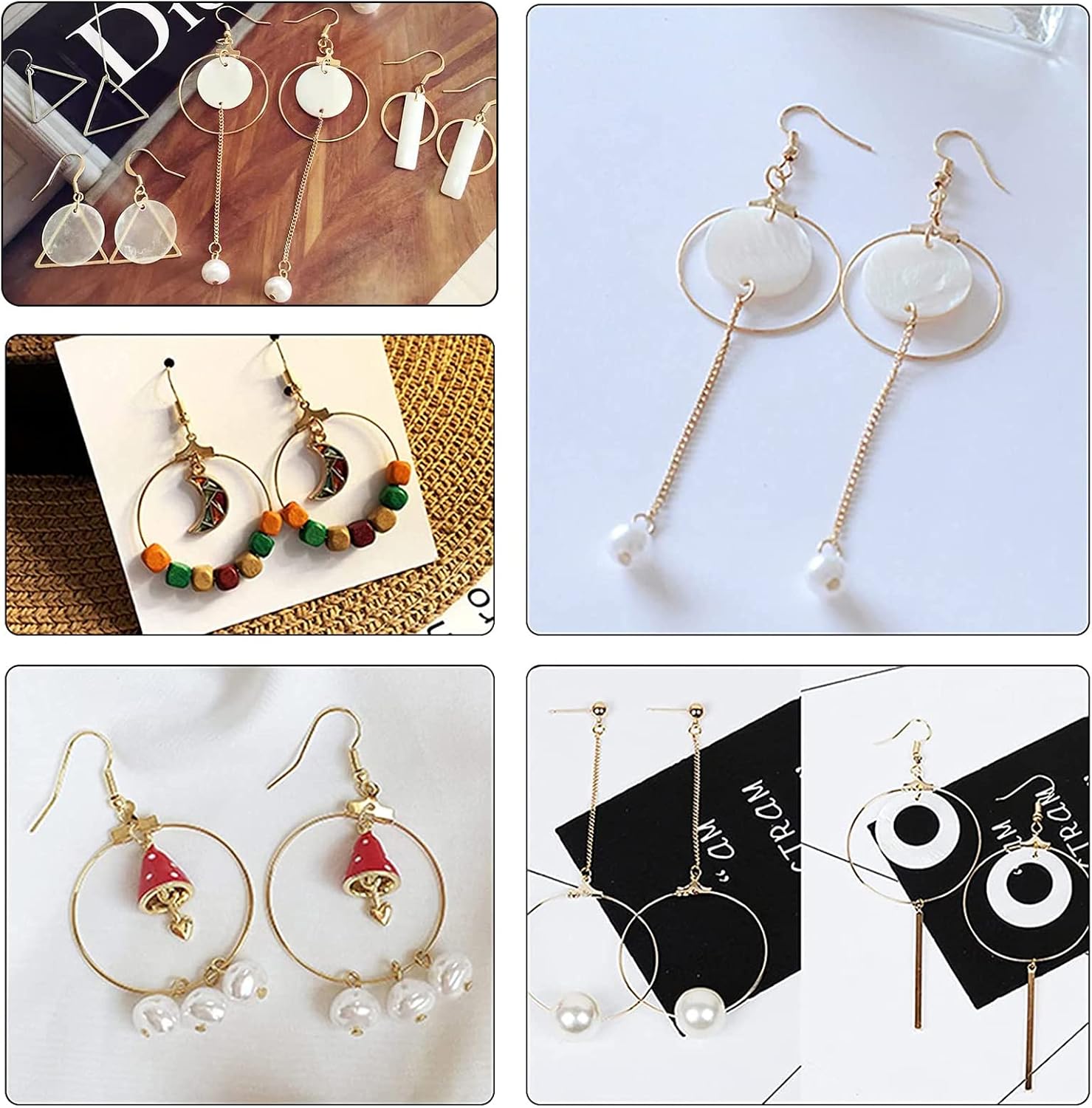 UNICRAFTALE Earring DIY Making Kit 24pcs Beading Hoop Earring Finding Stainless Steel Wire Pendants and 60pcs Open Jump Rings 60pcs Earring Hooks for Earrings Jewelry Making