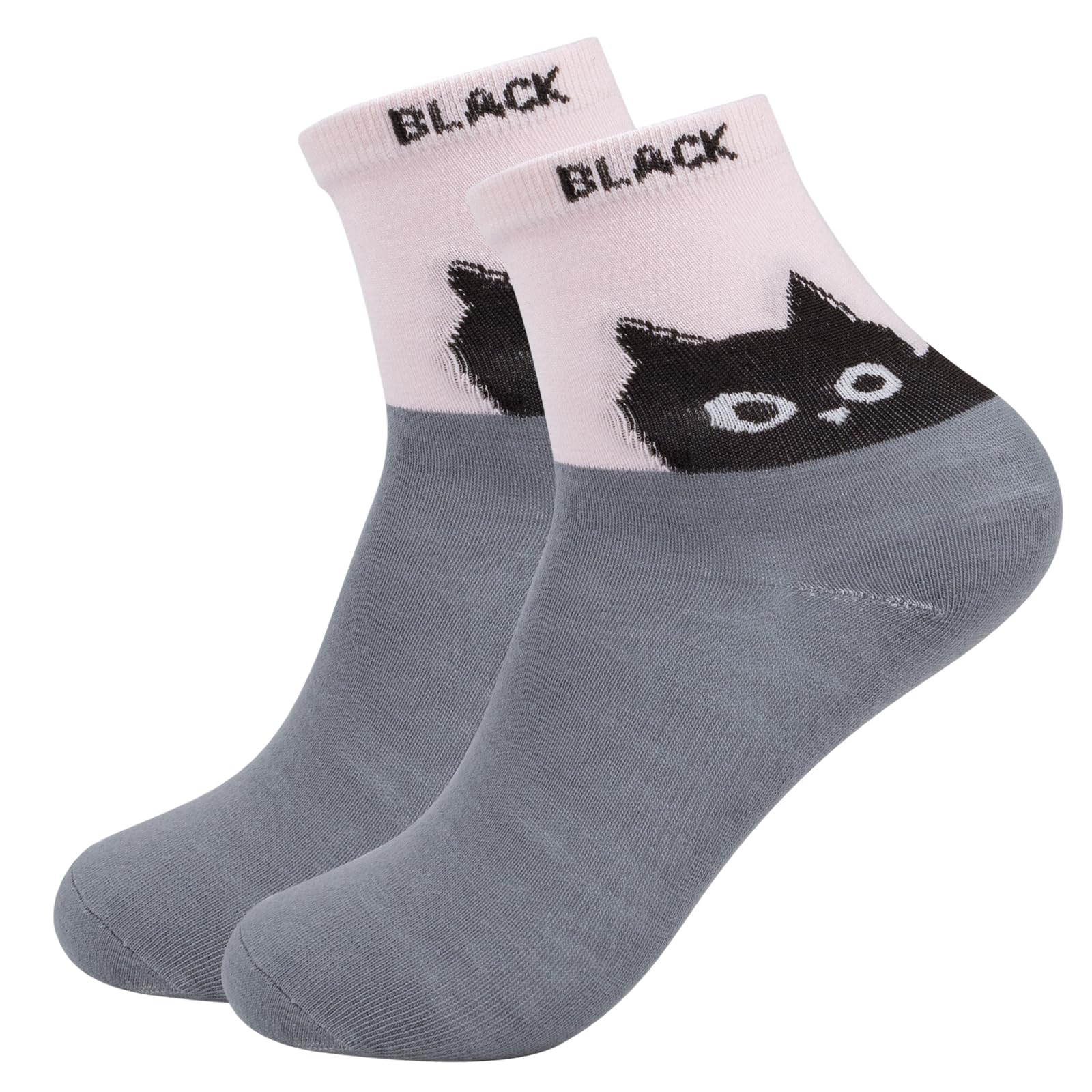 FACHOI Cotton Cat Socks Womens Funny Cat Animal Socks Novelty Crew Sock Unique Stocking Fillers Idea F1-HMTAW (UK, Alpha, One Size, Regular, Regular, Grey)