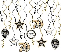 Vista 34 de Serpentinas de remolinos de cumpleaños feliz de 16 años con purpurina azul y plateada - Kit de 15 piezas de remolinos colgantes para el kit