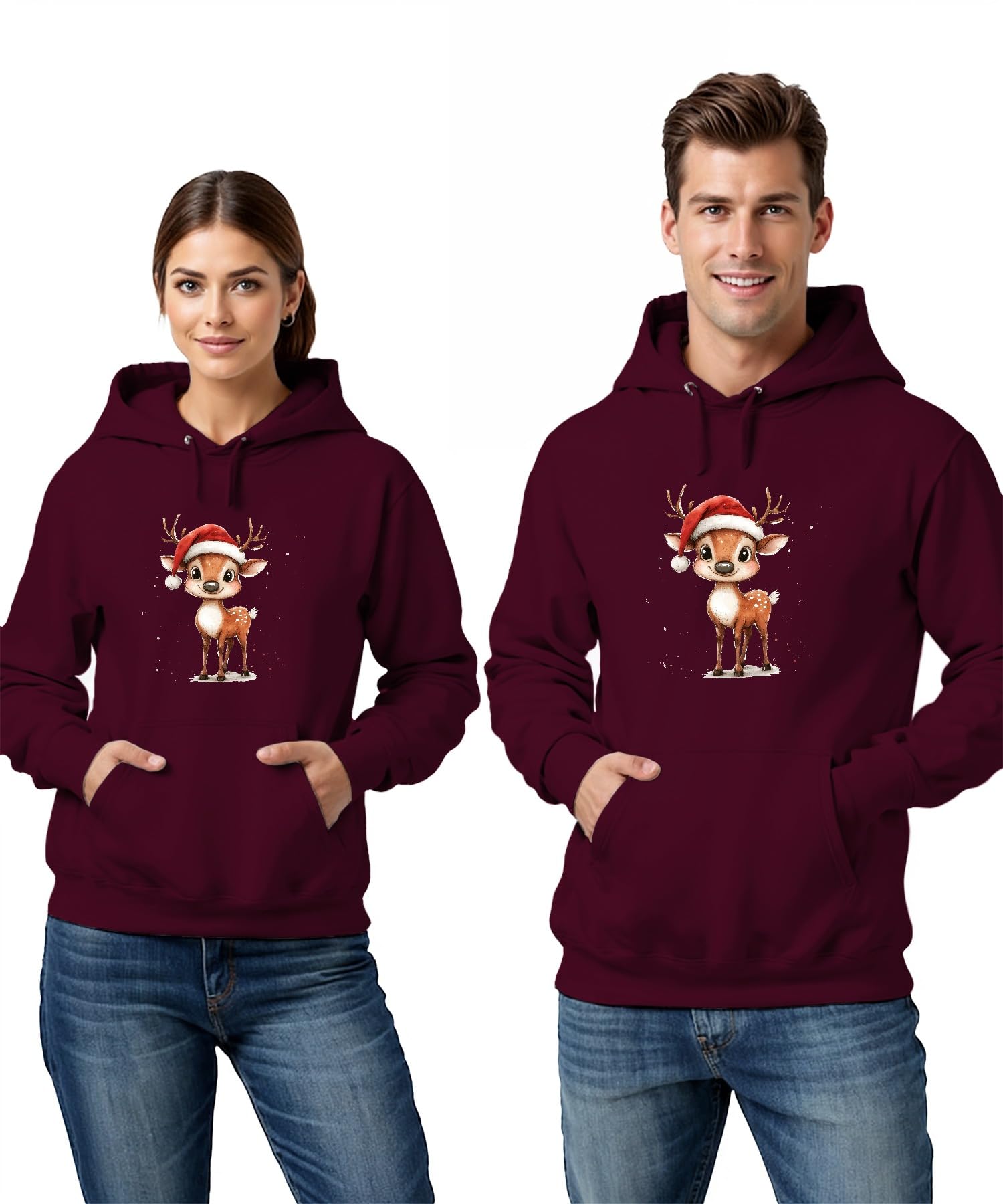 Śliczny renifer Święty Mikołaj Dziecięcy Prezent Kreskówka Retro Unisex Bluza z kapturem