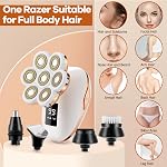 Razor électrique pour les femmes, BestMal 7D Bikini Trimmer 5 en 1 Rasoir électrique pour les femmes Rasoirs visage humide/séché pour visage nez sourcils bras jambes aisselles zone pubique analgésique érection des cheveux visage pour les femme