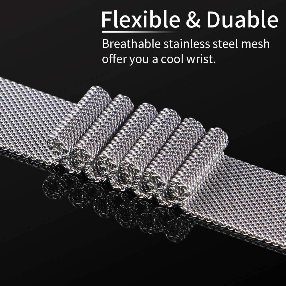Magnetic Bands Compatible with Samsung Galaxy Watch 7 6 5 4 Band 40mm 44mm/Watch 6 4 Classic 43mm 47mm 46mm 42mm/Watch 5 Pro 45mm/Active 2, 20mm Stainless Steel Milanese Mesh Loop Metal Bands - Image 4