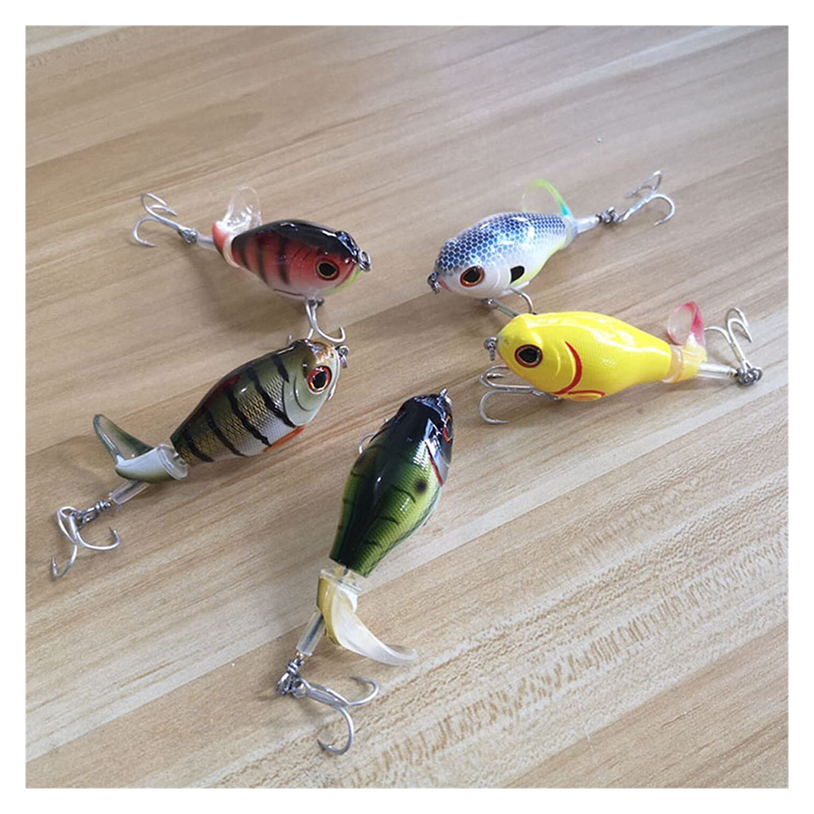 caihuashopping Señuelos de Pesca Señuelos de Pesca 7, 5 cm Crankbaits Fuertes de Pesca para Pesca Wobblers Floating Pike Baits Shads Tackle Soft Rotating Tail 5PCS Cebos Artificiales