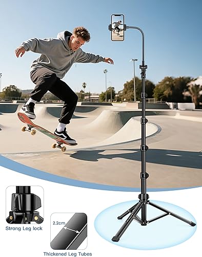 Miniatura 3 de Soporte de trípode para teléfono, trípode de teléfono celular de 85 pulgadas de alto con control remoto de cuello de cisne, soporte de trípode