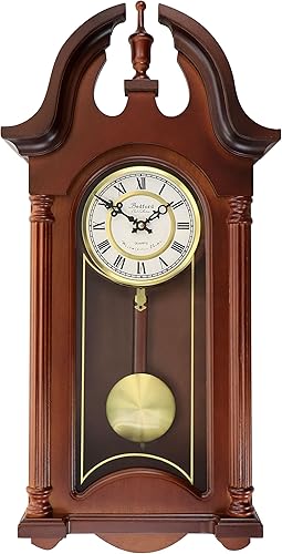 Bedford Clock Collection Delphine - Reloj de pared con péndulo de caoba de 27 pulgadas
