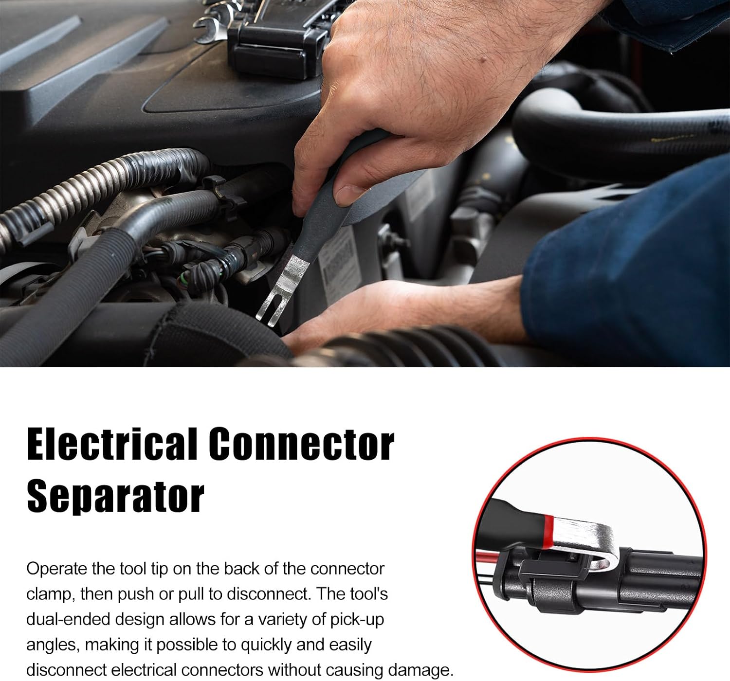 4 Pcs 8-Inch 60 Degree Angle Electrical Disconnect Pliers, Automotive Wire Connector Puller Tool for Push Tab Plugs, Fuel Line & Sensor Connectors