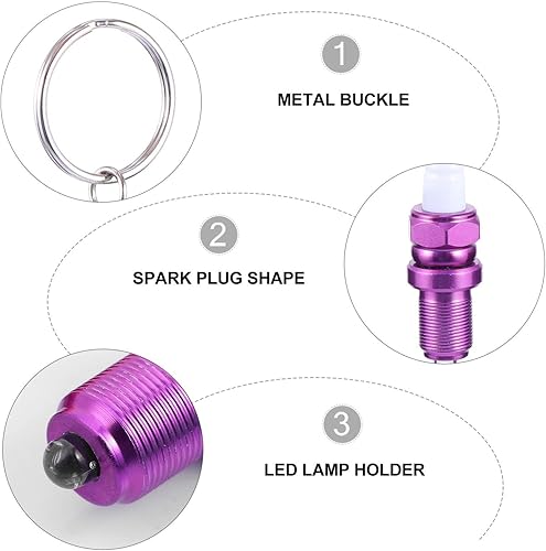 Miniatura 4 de Garneck Llavero de bujía con luz LED iluminada 3D en miniatura, llavero para coche, bolso de mano, colgante para hombres y mujeres, 5 uds, Color