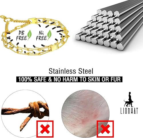 Miniatura 2 de LionWay Collar de cadena para perro con cadena dorada de liberación rápida, collares de entrenamiento para perros, collar de martingala sin tirones,