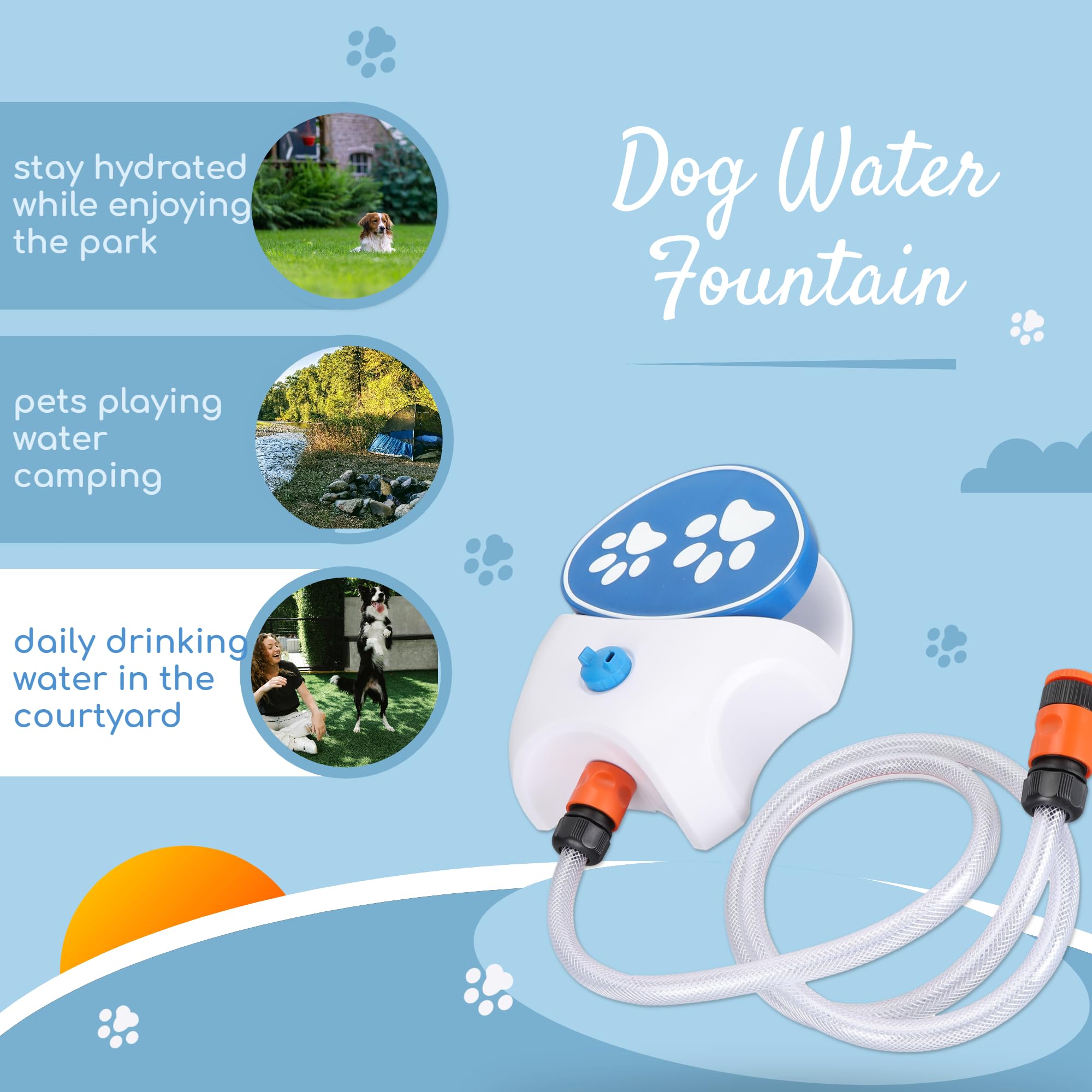 Gugxiom Fontana da esterno per animali domestici, fontana per cani con funzione di pedale, erogatore di acqua per cani, di erogazione dell'acqua per zampe per acqua fresca