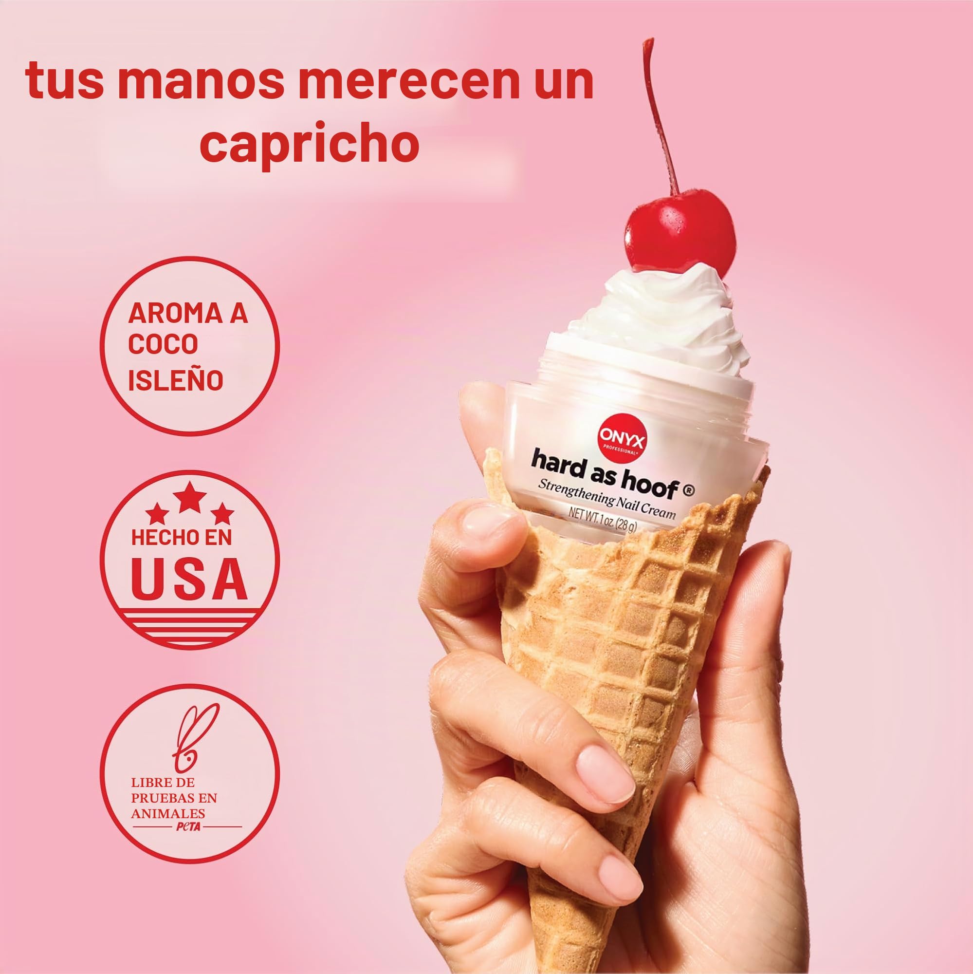 Hard As Hoof Crema Fortalecedora de Uñas Con Aroma a Cereza y Almendra - Previene Roturas, Astillas y Grietas, Fortalece y Promueve el Crecimiento - 1 oz por Hoof