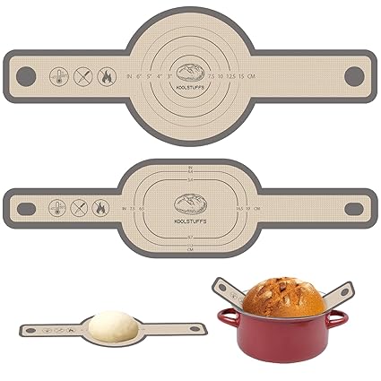 Sourdough Silicone Bread Sling, Oval and Round Silicone Bread Sling for Dutch Oven, Nonstick Reusable Bread Baking Mat for Sourdough Transfer, 2 PCS Easy-To-Clean Bread Slings