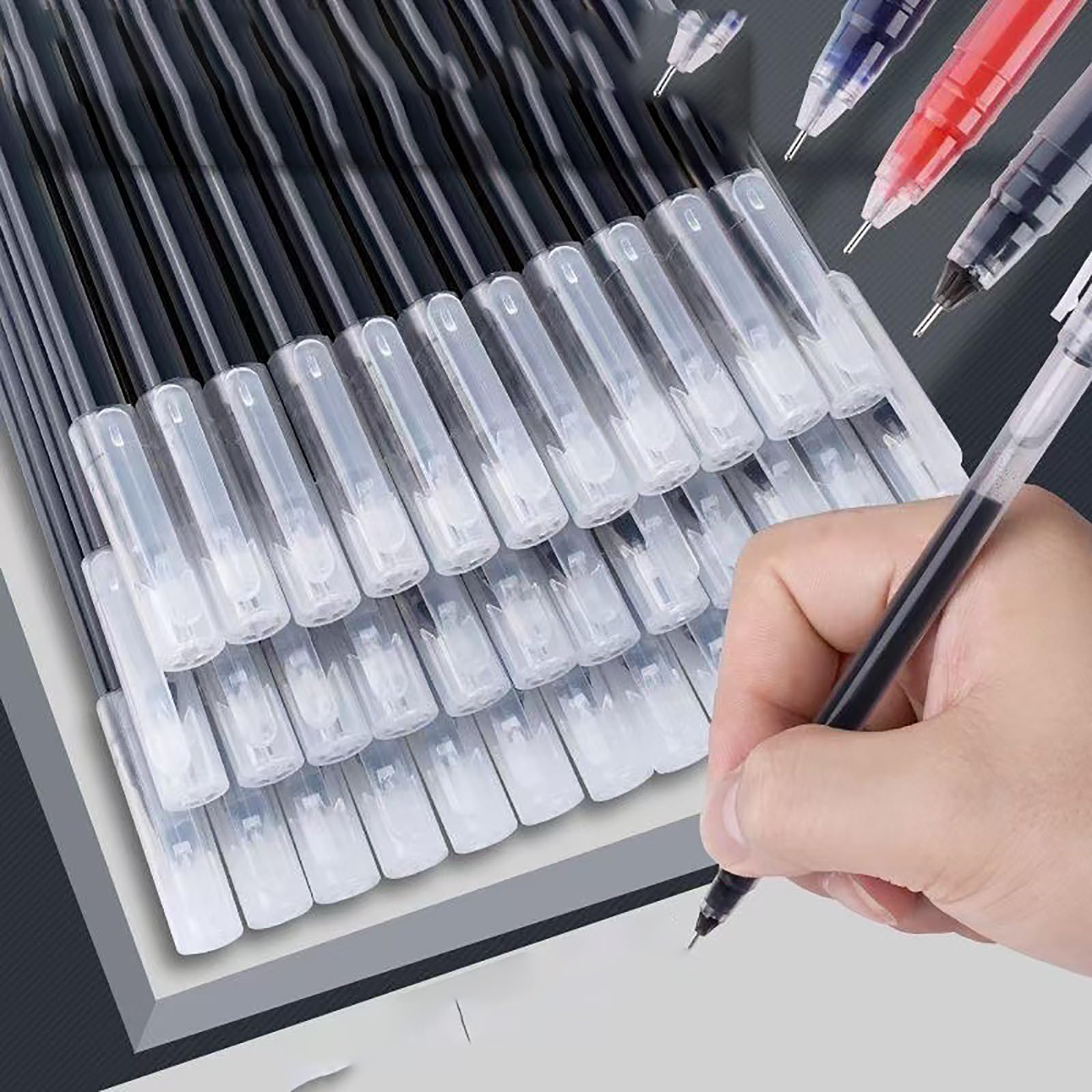 Lot de 10 stylos à encre gel, 0,5 mm, stylos à encre lisse, séchage rapide, noir