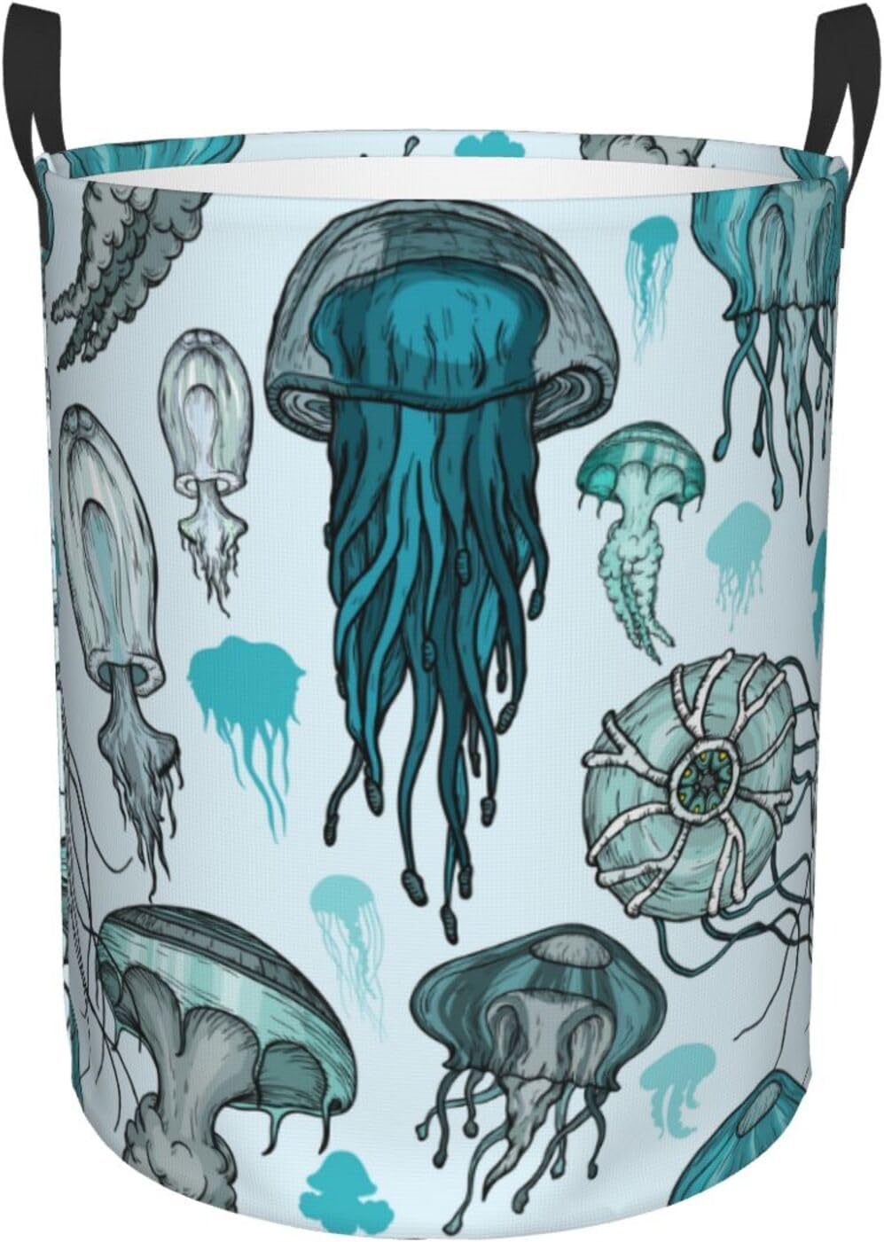Jellyfish Round Laundry Basket Clothes Storage Bucket Storage Bag