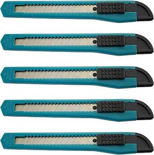 MotoProducts 5 Turquoise Blue Small Retractable Utility Knife Wholesale 5 inch Manual Lock Box Cutter Snap Off Blade