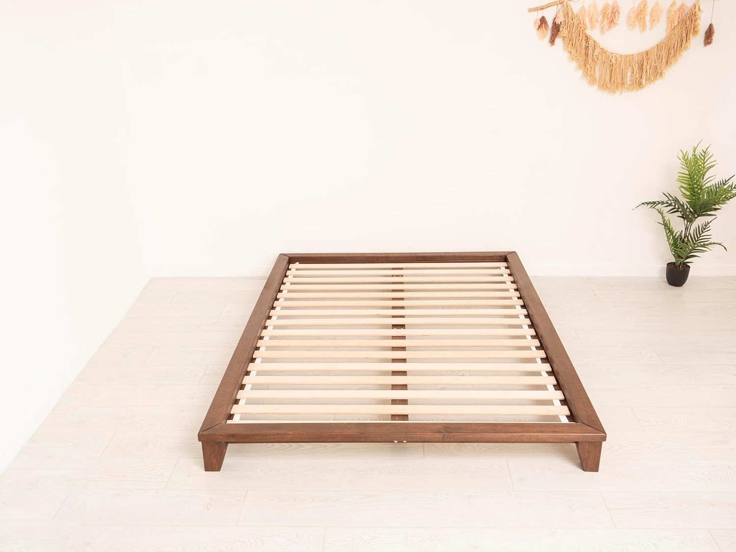 BUSYWOOD Japanese Style Bed Frame - Twin Toddler Bed Frame with Legs - Toddler Full Size Bed - Bed Base Queen - Solid Wood Platform Bed King - Bed Frame Wood - Platform Toddler Bed - Low Bed Frame