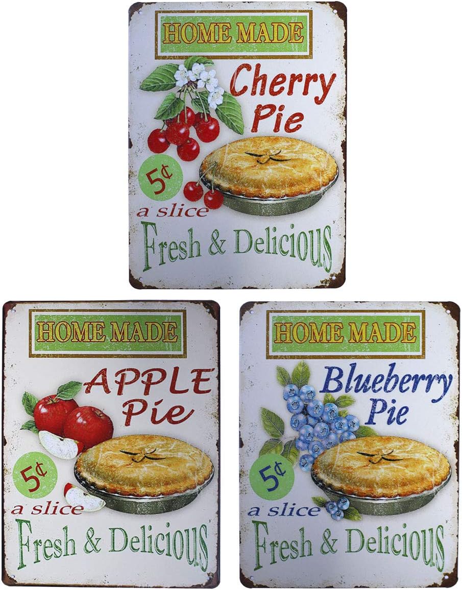 UOOPAI Apple Pie/You Can't Buy Love But You Can Buy Cake/Fruit Diet/Hamburger Fast Food - Metal Plaque Vintage Tin Sign Wall Decor Bar Pub Bakery Cake Shop Poster Pack of 4