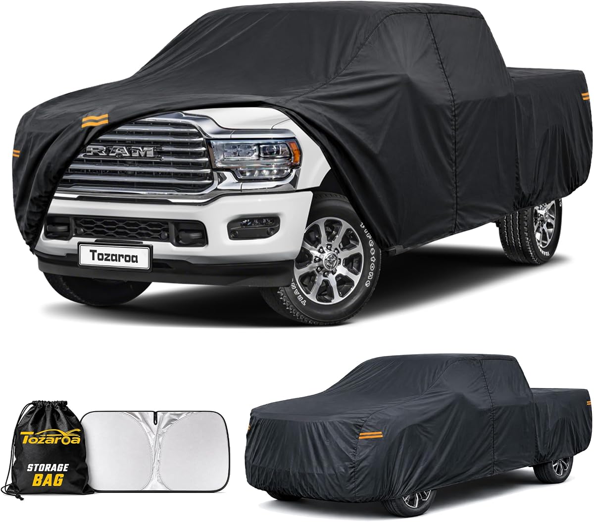 Truck Cover Outdoor Pickup Car Covers(Length up to 250 inch) Universal Fit for Ram 1500,Toyota Tundra,Nissan Frontier,Ford F150,Chevy C10,GMC Canyon Sierra 1500 etc Size T4(See Size Chart)