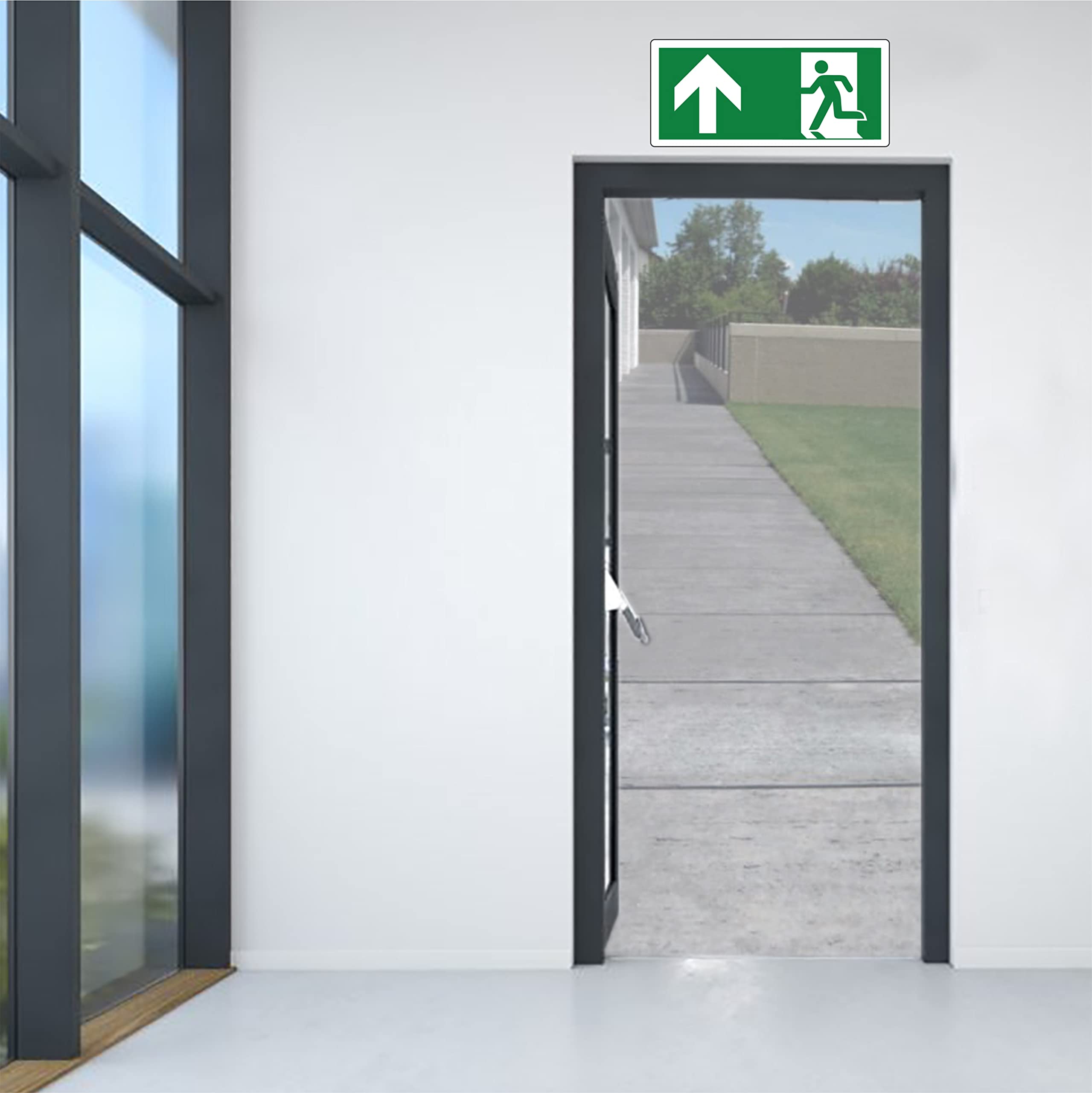 pubblimania Uscita di Emergenza Freccia Avanti PVC Adesivo Resistente per Esterno e Interno Cm 29x13 (Freccia Avanti)